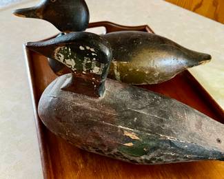 Very Old homemade wooden duck decoys 6 in total 