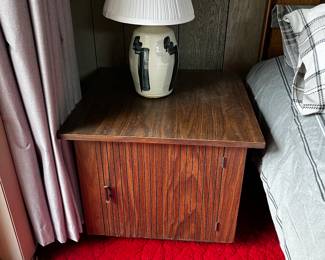 Pair of ceramic lamps - blue, cream, grey