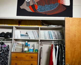 VINTAGE SCANDINAVIAN SILK SCREEN FISH ART “Fish” framed textile design by Barbara Brenner for Intair 