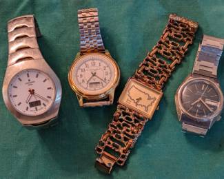 Junghans Mega Radio Controlled watch, E. Howard & Co. radio controlled watch, Bulova Accutron watch, Pedre quartz watch