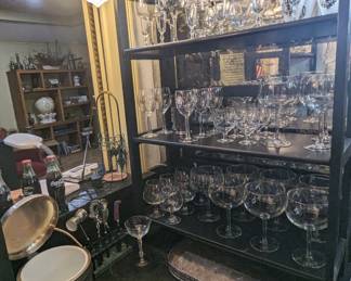Bar ware, Wine stems, ice bucket, bourbon sniffers