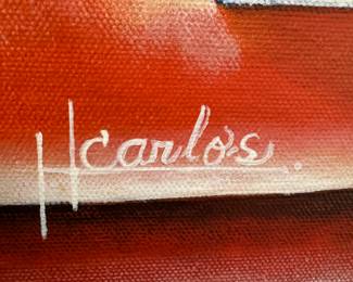 Original Cubist Portrait Oil on Canvas signed H Carlos