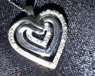 Sterling Silver Necklace with Sterling Silver Heart Shaped Pendant