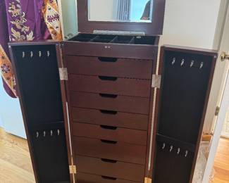 Mele & Co. Flip Top 2 Door / 8 Drawer Jewelry Cabinet (18"W x 12"D x 40"H)
