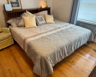 Bassett Furniture Eastern King Headboard with Mattress & Box Spring