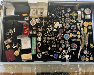 Collection of Wristwatches, Sunglasses, Pins, Rings, Pens and Costume Jewelry