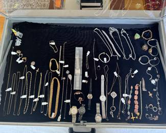 Gold, Sterling Silver, Wristwatches and Some Costume Jewelry 