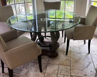 Kitchen Table with Beveled Glass Top