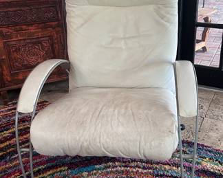 Lafer Vintage Reclining Chair White Leather