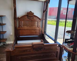 1/2 Tester Bed - Measures 60" across.  Has custom mattress still new sealed in plastic.