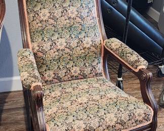 Upholstered wooden rocking chair