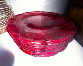 Cranberry glass plates