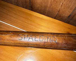 Old Spalding bat and Ernie Banks signed ball