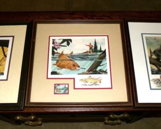 Framed Stamp Collection Fish Prints
