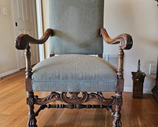 19th Century Danish Baroque High Back Armchair