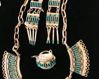  Native American Sterling Silver Turquoise Jewelry Set - Priced Separately 