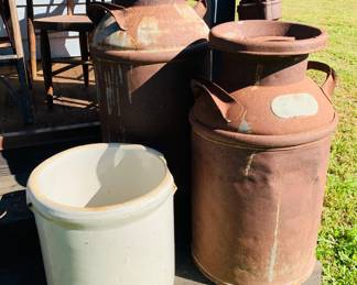 Vintage Milk Cans - Stoneware  Crock