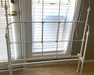 Vintage White Metal Headboard and Footboard