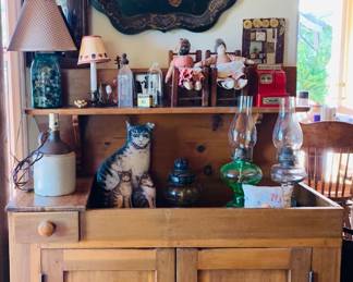 Antique Dry Sink Cabinet w/ Shelf