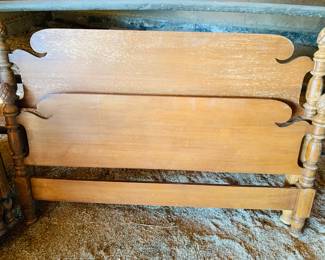 Vintage wood headboard and footboard