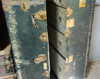 Antique Steamer Trunk with Drawers