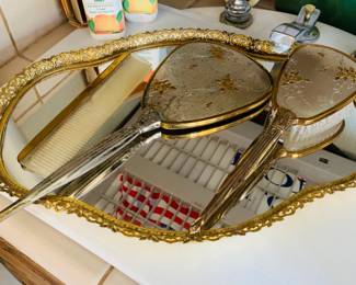 Vintage Vanity Brush & Mirror