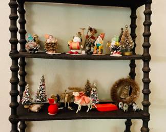 Antique Spool Shelf - Vintage Christmas Figurines