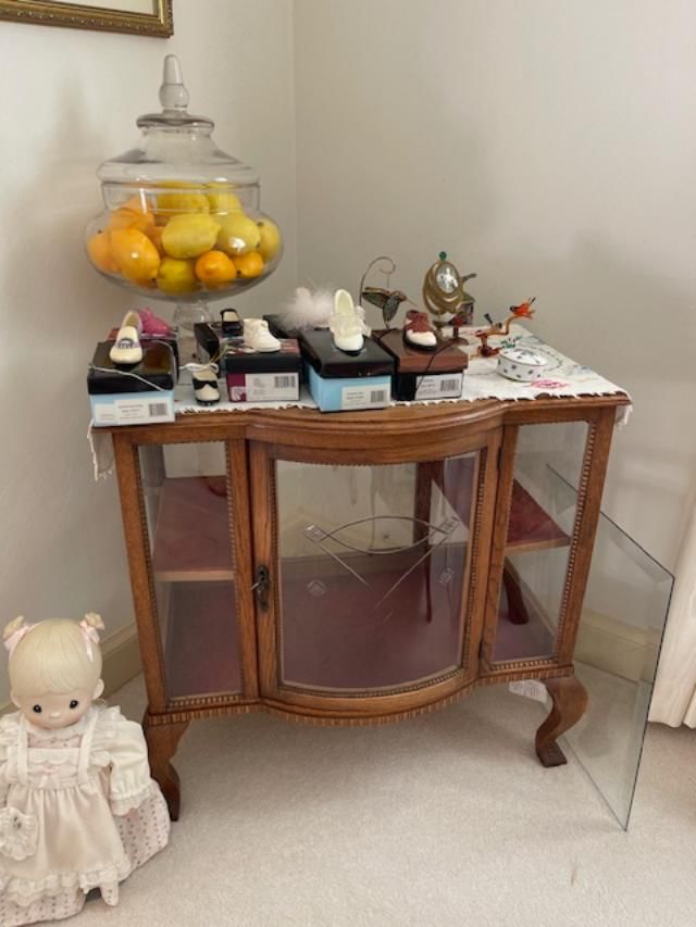 One of the three glass display tables