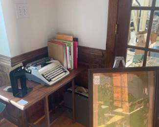 Claremont Va chart, typewriter, table