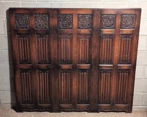 Beautiful Antique Carved Mahogany Wood Headboard.