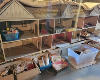 Large handmade dollhouse, lots of furniture