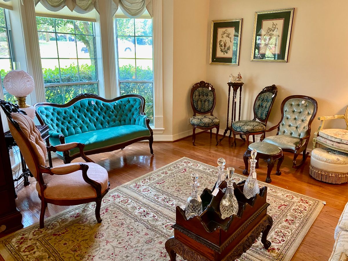 Welcome to our parlor, many lovely pieces of furniture 