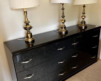 We have lovely lamps for any room, another view of the black etched buffet