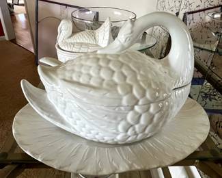 This will make your dining room fabulous!  Beautiful swan tureen with matching platter