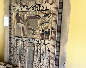 Original Egyptian scene from a Kentucky Educational Program!  RARE INDEED!  Beautiful colors, incredible detail and depth to this piece.  Best part...it weighs almost nothing!  THINK what a conversation piece this will be in your living room, den or Man Cave!  Proceeds from the sale of this piece will be donated to KET.