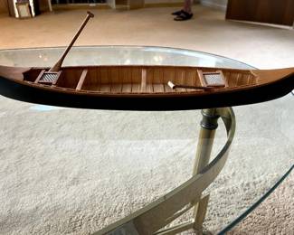 Unusual canoe replica complete with oars!  make the boated or fisherman in your life happy with this gem!