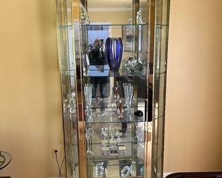 Glass, brass, and metal beautiful display case....This piece is stunning!  5 shelves to properly display all your treasures!