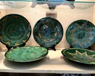 Italian Green set of coordinating plates...These are breathtaking!