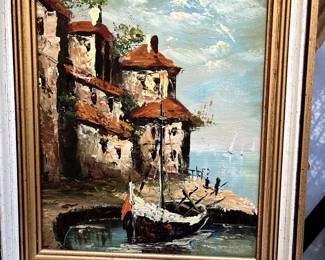 Beautiful original painting of Italian coast...  such a lovely piece of art