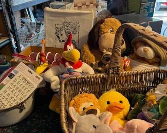 Soft toy puppets, soft toys, ribbon, 