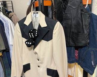 Vintage jacket, Harley Davidson leather vest, and gloves