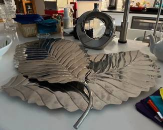Really fun metal leaf trays for displaying foods