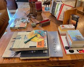 The coffee table has lots of great items