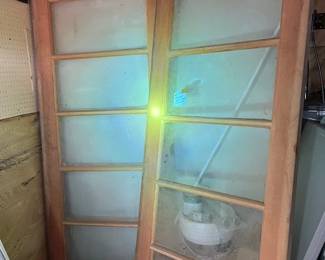 Matched pair, uncut, 5 glass panel mid century doors