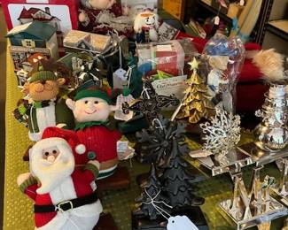 Seasonal items, stocking holders, Hallmark ornaments