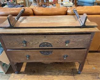 Vintage oak dressing table with mirror frame, could also be used as a chest of drawers