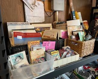 Lots of art pieces, vintage advertising pages, great for framing. Original art pieces, posters, frames