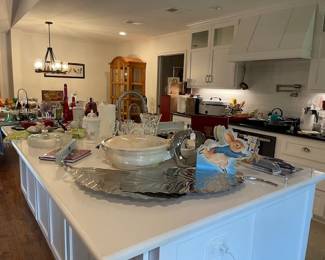 Looking at the kitchen island