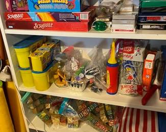 Play doh, blocks, games, hot wheels, puzzles