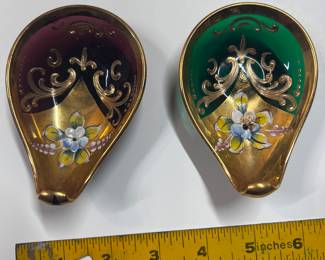 Moser Bohemian gold decorated dishes
